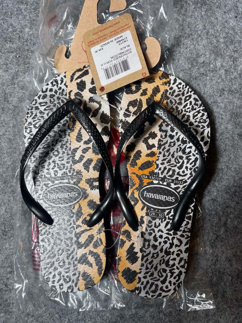 Havaianas Animal Print Flip Flops Size 13C/1Y